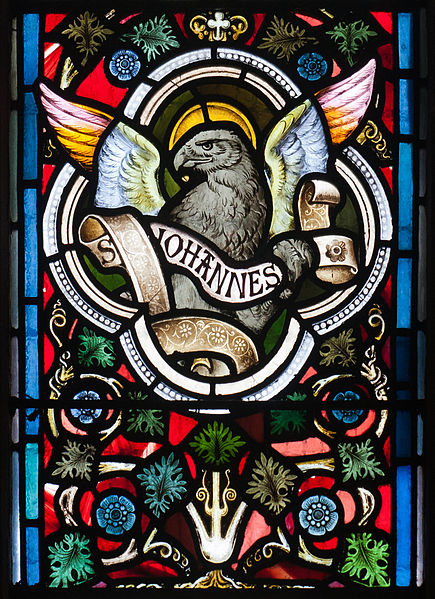 435px-Enniskillen Cathedral of St. Macartin North Aisle Window Four Evangelists Detail Eagle of Saint John 2012 09 17